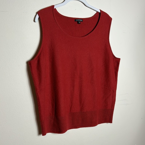 Anne Klein Cashmere Scoop neck Brick Color Sleeveless Sweater size 2X- like new - Picture 2 of 11